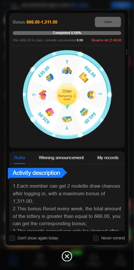666W Game Lucky Wheel