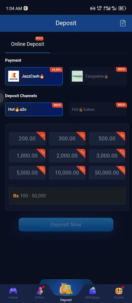 Deposit Money on 6 nnn Game